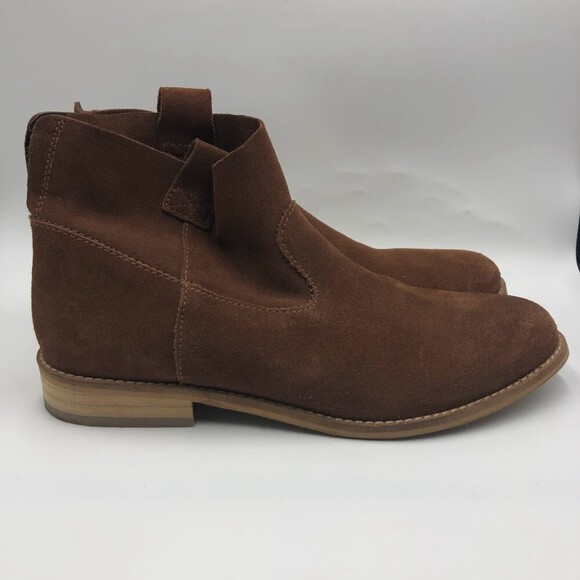 Diba True Women's Brown Suede Ankle Pull On Boots 10M Plane To See With Straps - Picture 5 of 14